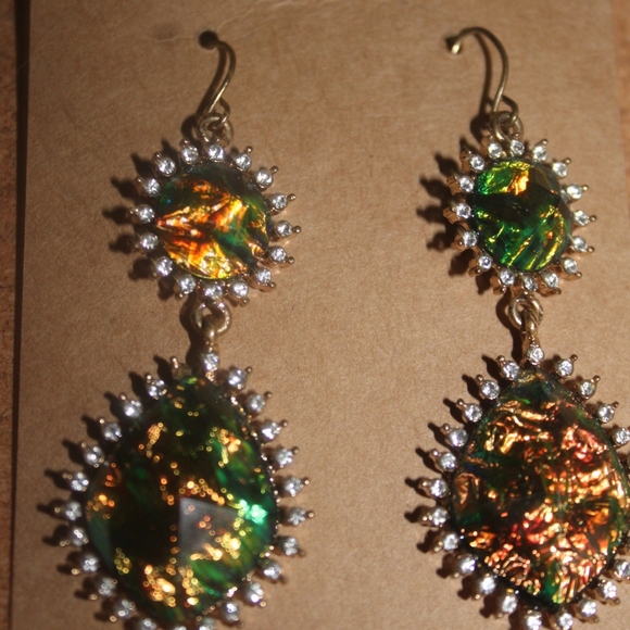 UV Reactive Resin Inlaid Earrings ☆Glows Under Black light☆ - Picture 2 of 11